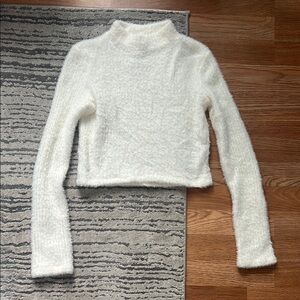 Anthropologie White Cowl Neck Sweater